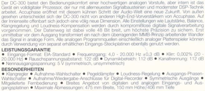 Accuphase DC-300 • Caractéristiques (en allemand)