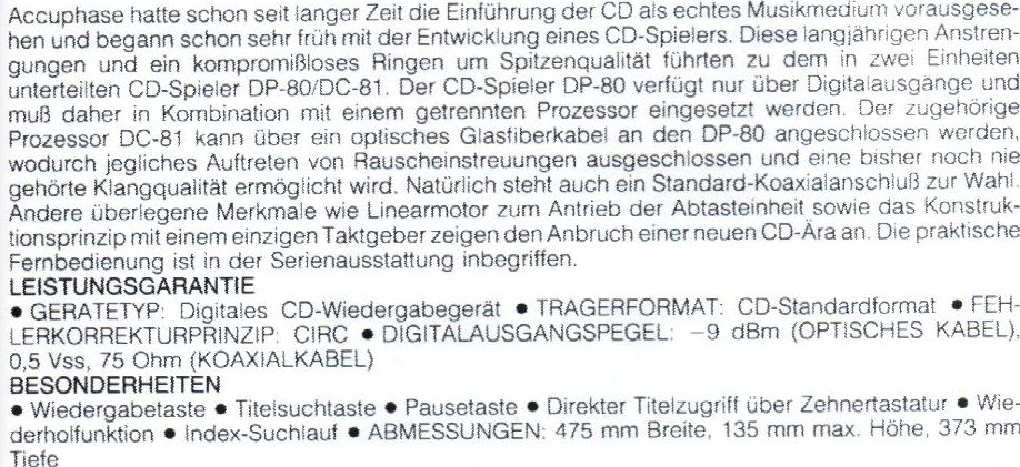 Accuphase DP-80 • Caractéristiques (en allemand)
