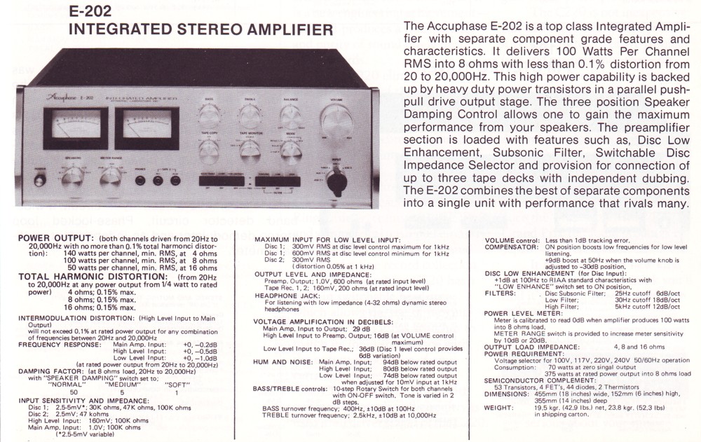 Accuphase E-202 • Caractéristiques