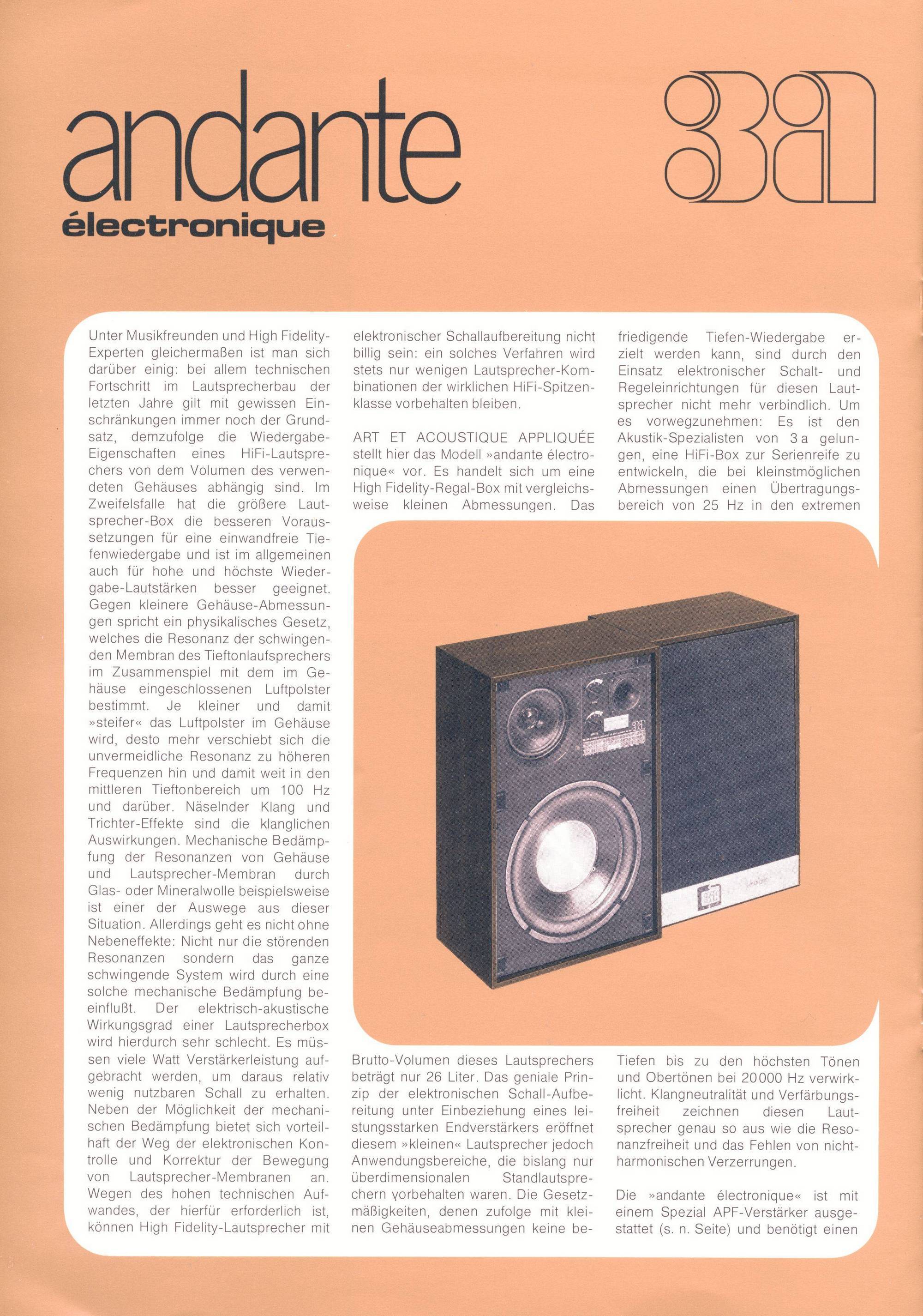 3A Andante Électronique • Extrait du catalogue allemand 1975