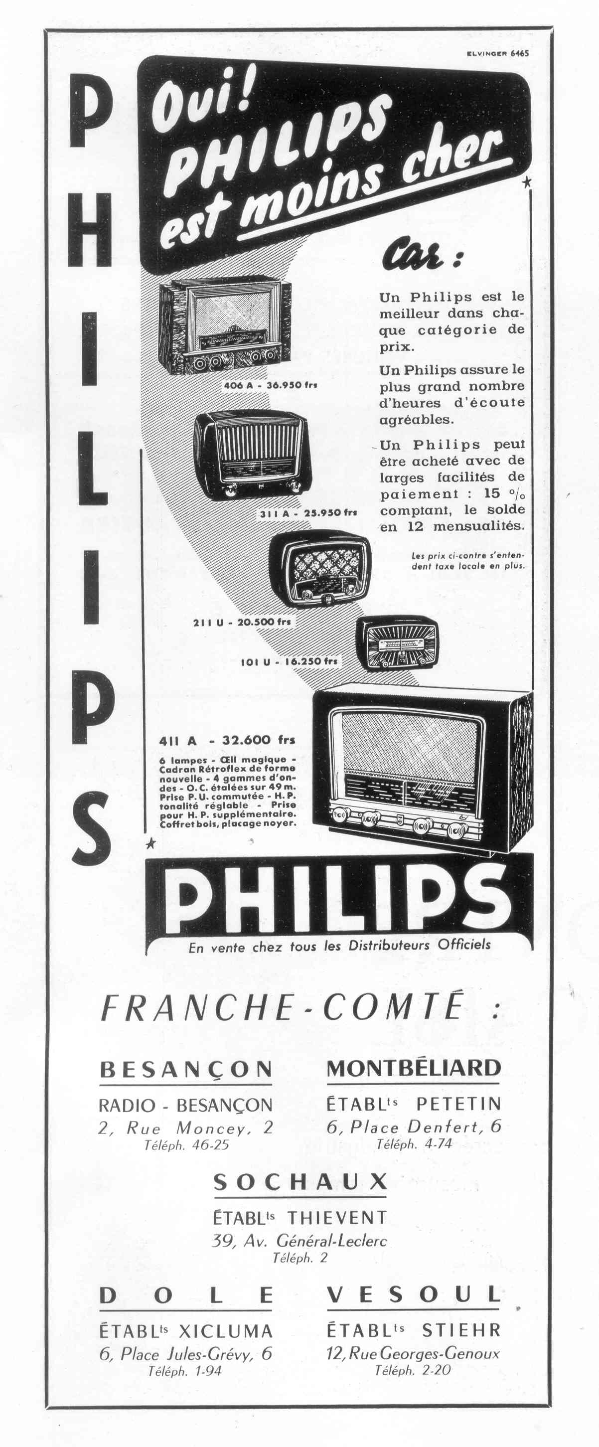 PUB  régionnale Francs Comtoises de 1952