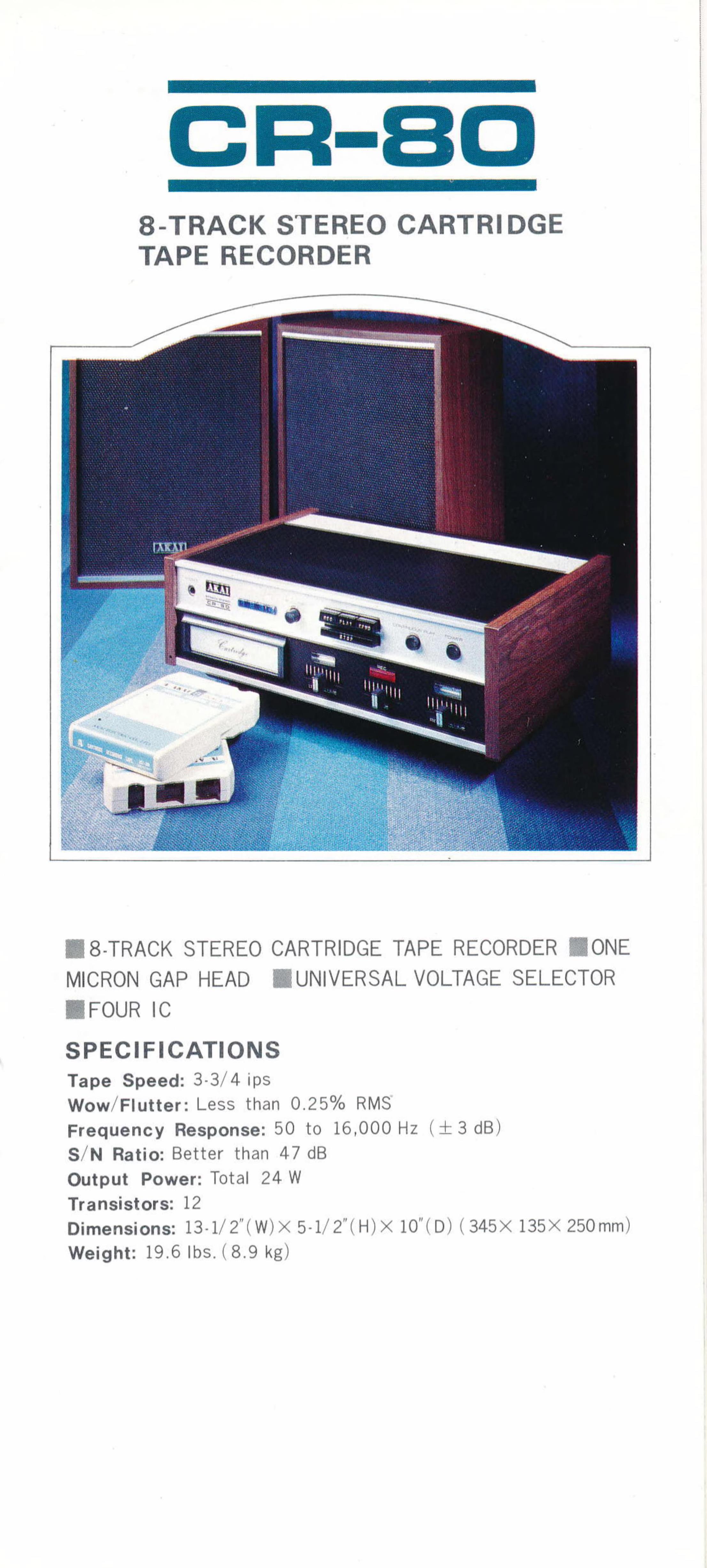 Akai CR-80 • Extrait catalogue Akai 1972 (USA)