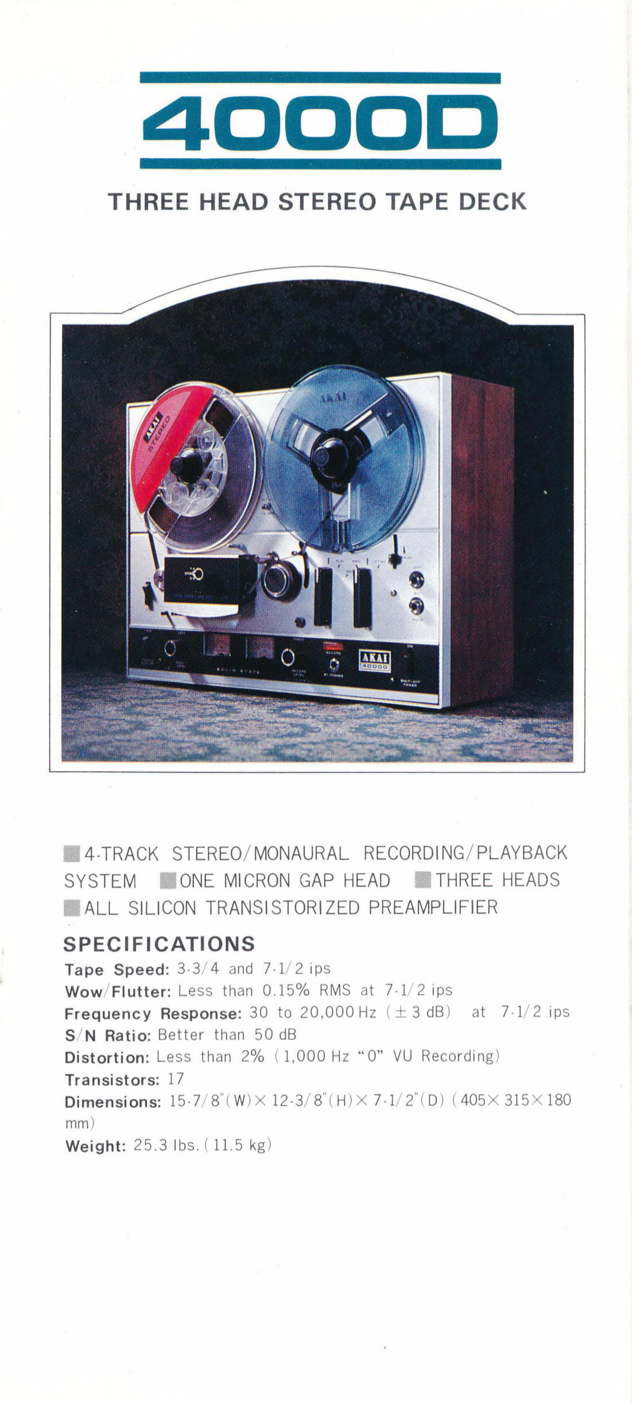 Akai 4000D • Extrait catalogue Akai 1972