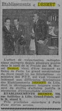 Desmet Salon de la T.S.F. Paris-soir, 12 septembre 1933