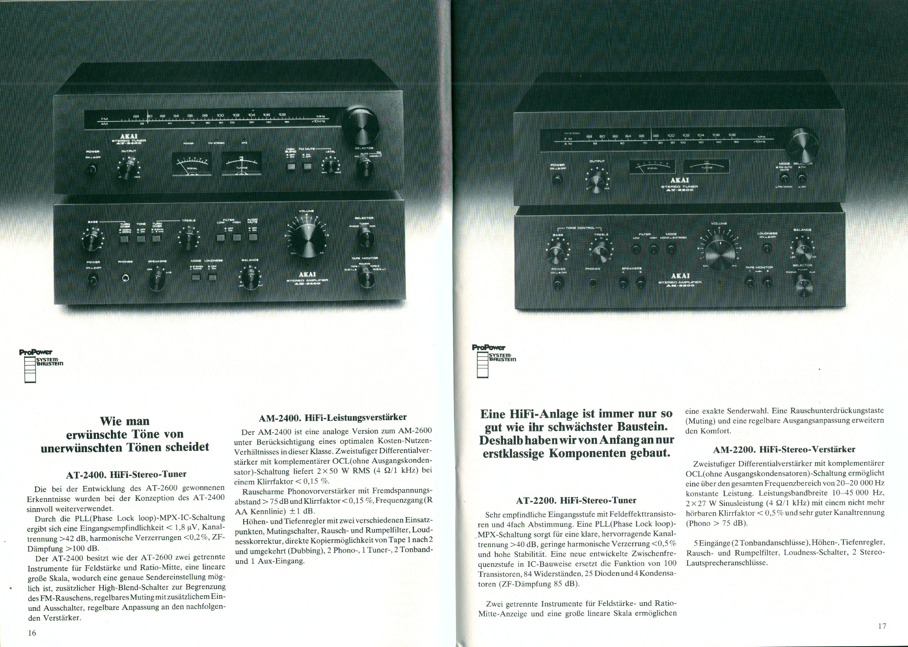 Akaï AM-2200, AT-2200, AM-2400, AT-2400 Extrait de catalogue