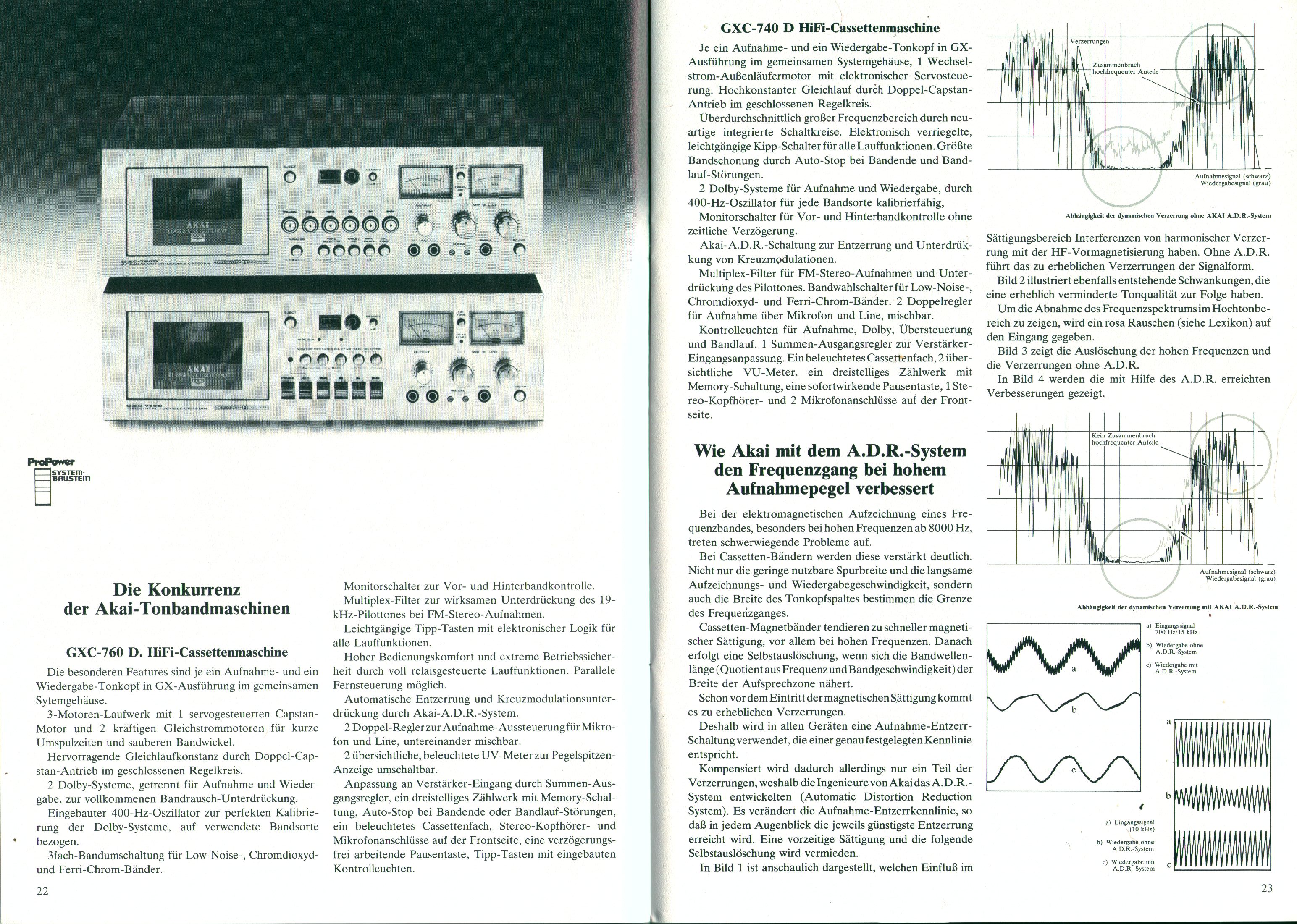 Akai GXC-760 D et GXC-740 D • Extrait catalogue 1978 (en allemand)