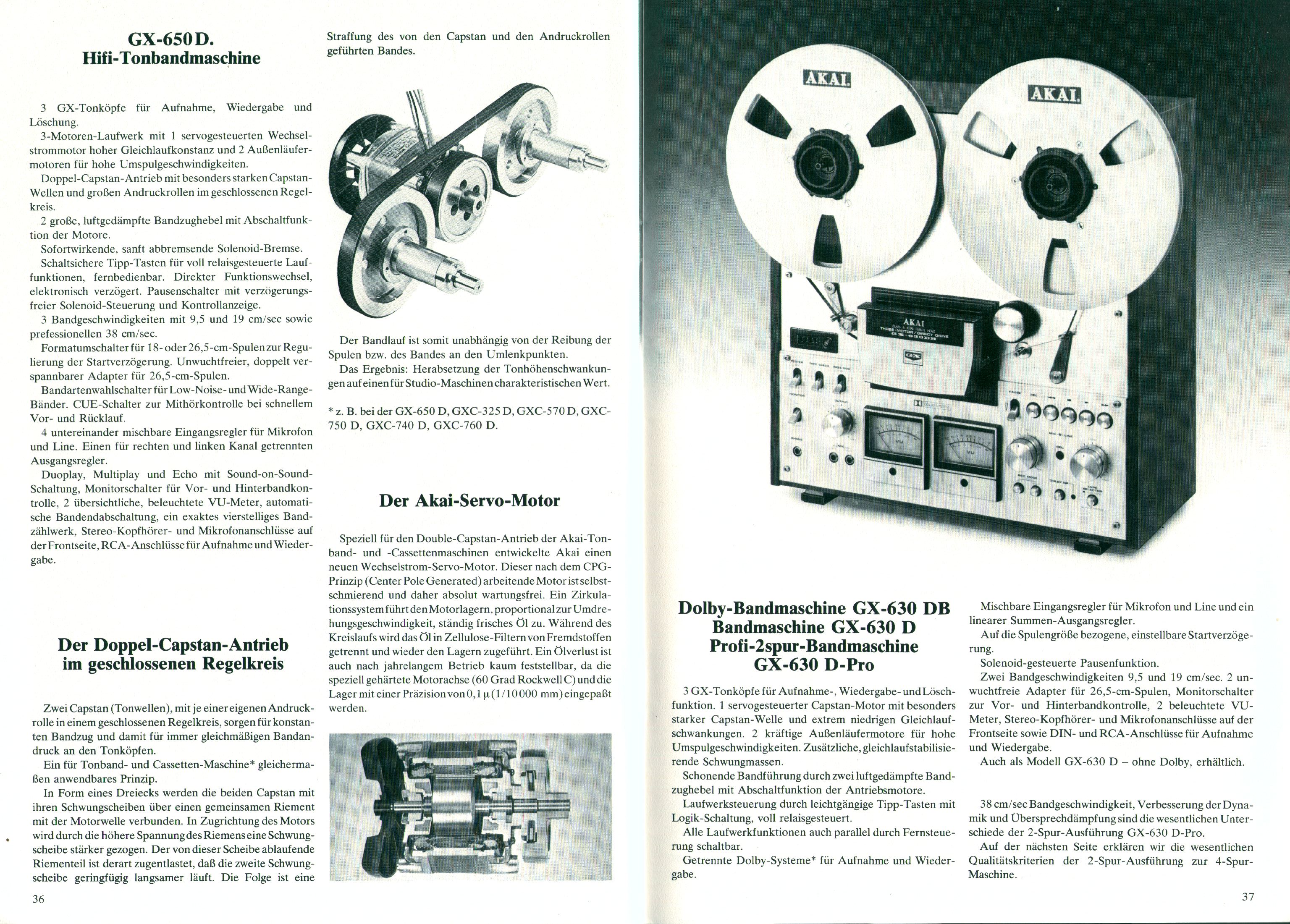Akai GX-650 D et GX-630 DB • Extrait catalogue 1978 (en allemand)