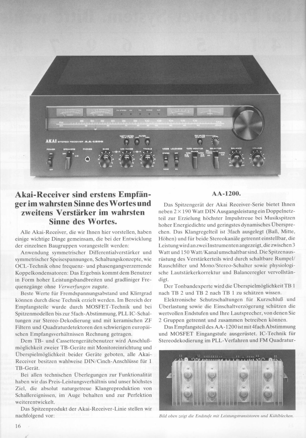 Akai AA-1200 • Extrait catalogue Akai 1979