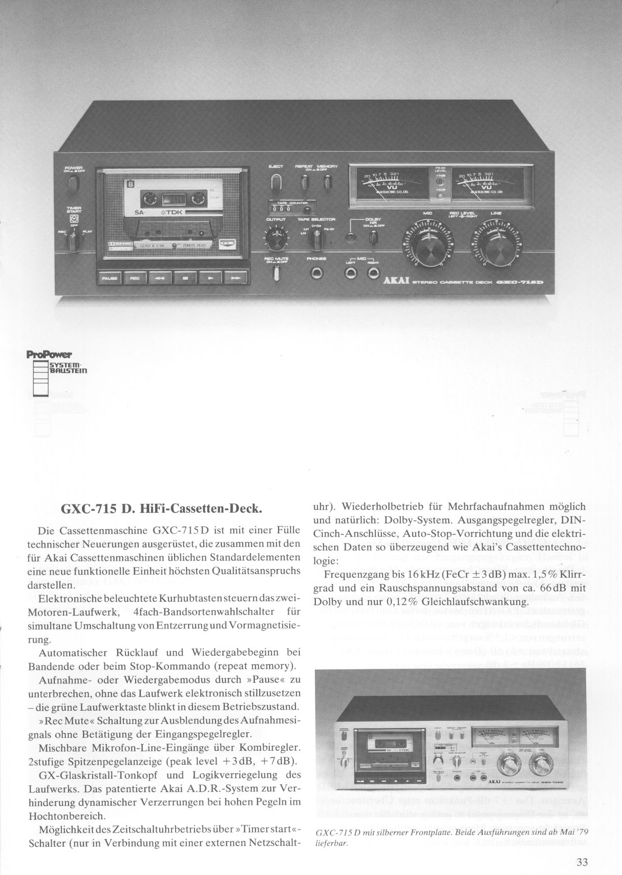 Akai GXC-715 D, Extrait de catalogue