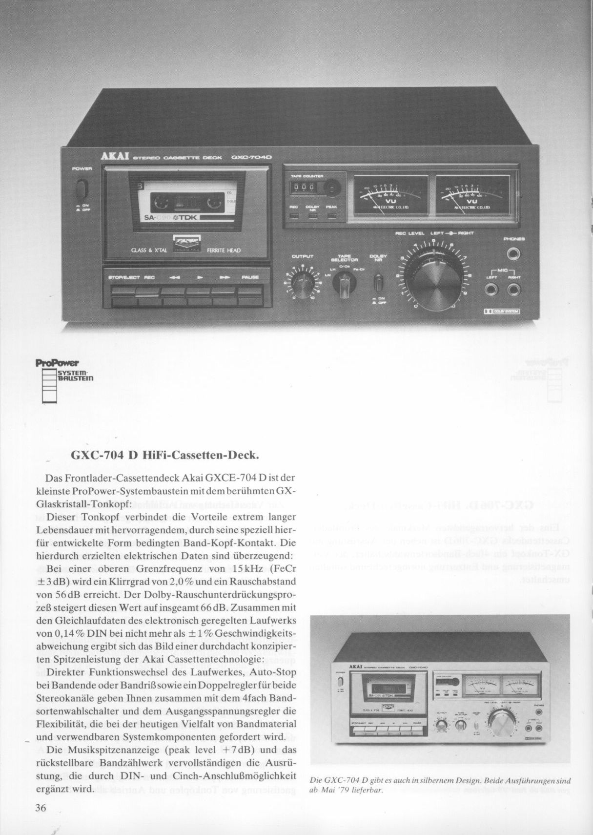 Akai GXC-704 D • Extrait catalogue Akai 1979 (en allemand)