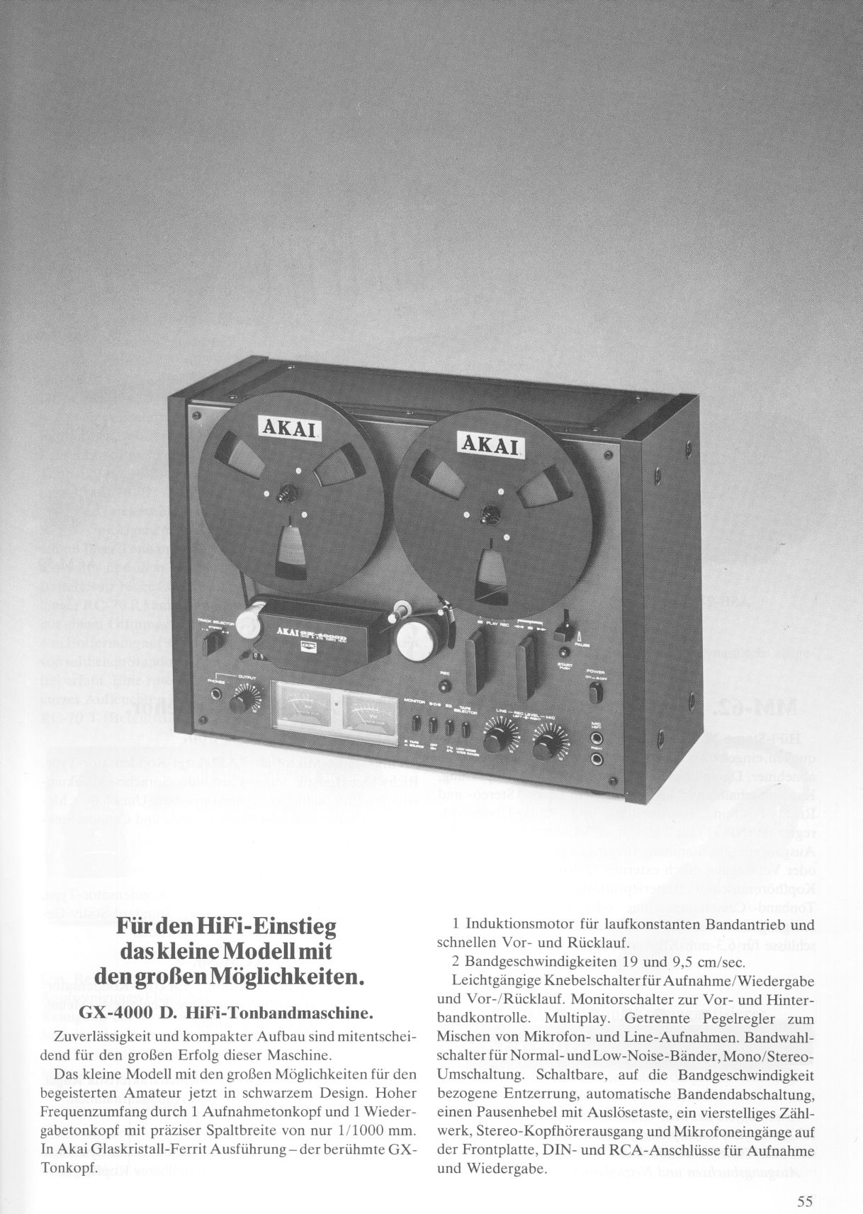 Akai GX-4000 D • Extrait catalogue Akai 1979 (en allemand)