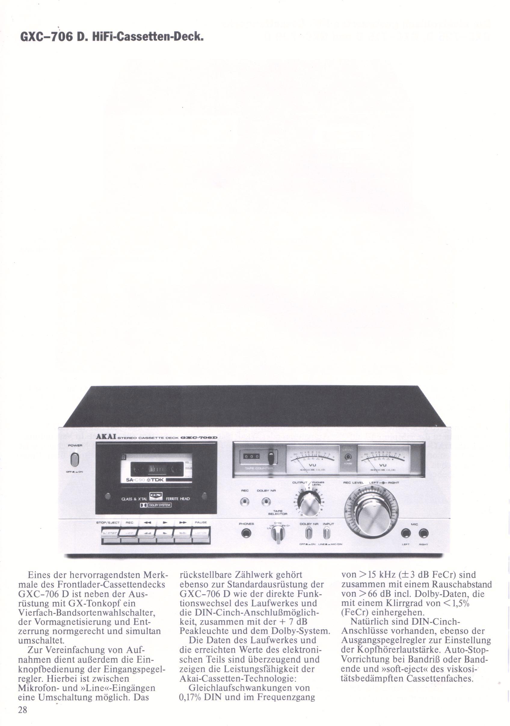 Akai GXC-706 D • Extrait catalogue Akai 1979 (en allemand, #2)