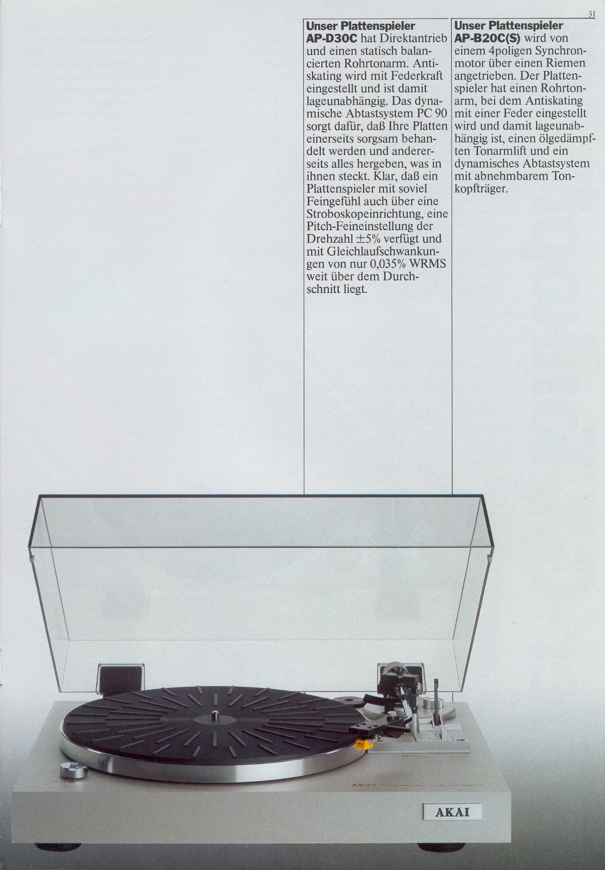 Akai AP-B20C Extrait catalogue Akai 1980