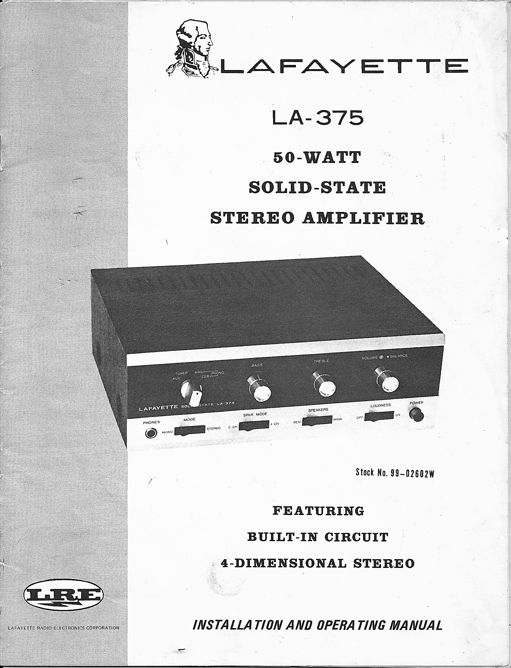 Lafayette USA LA-375 • Mode d'emploi (1)