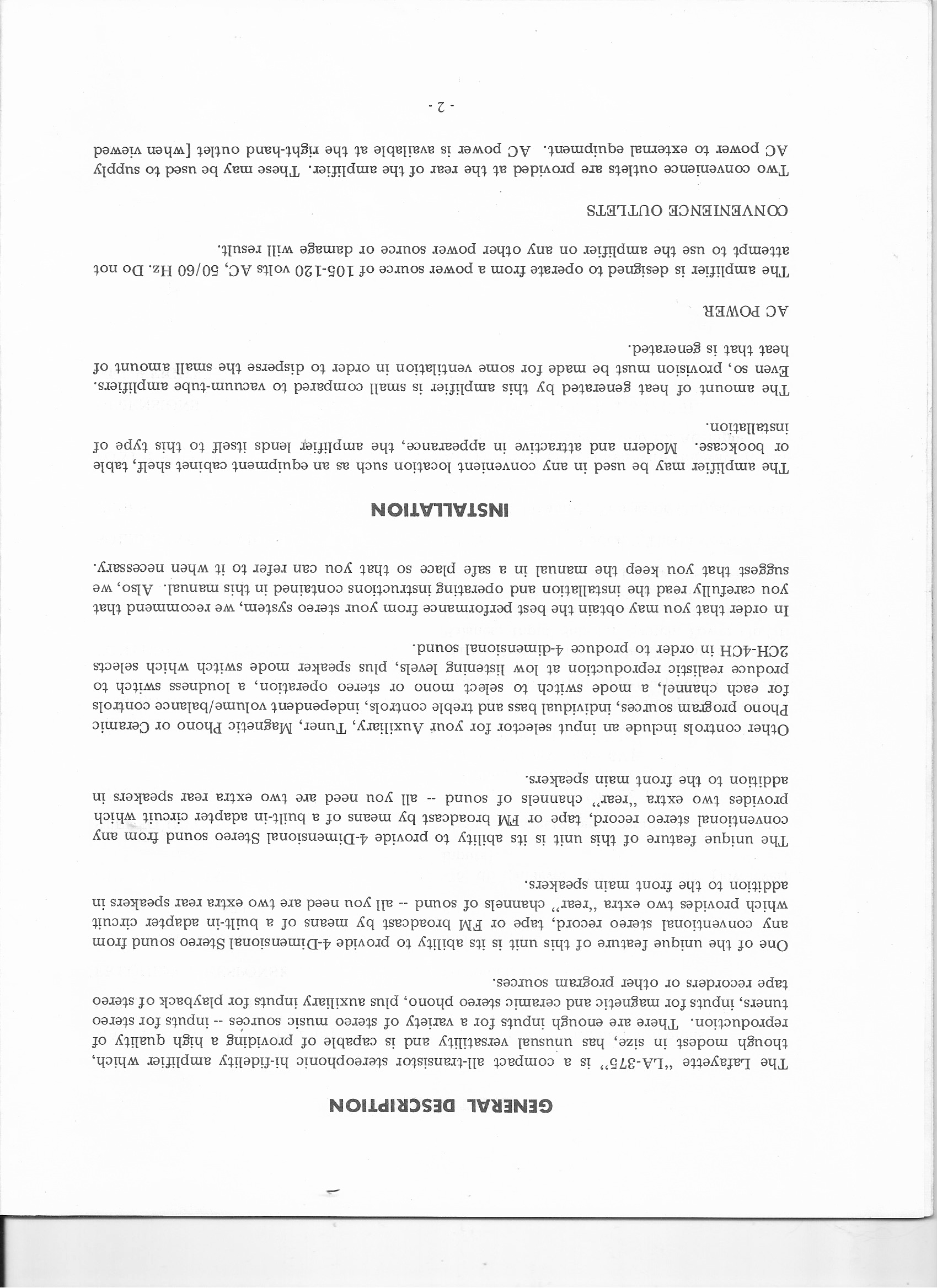 Lafayette USA LA-375 • Mode d'emploi (3)