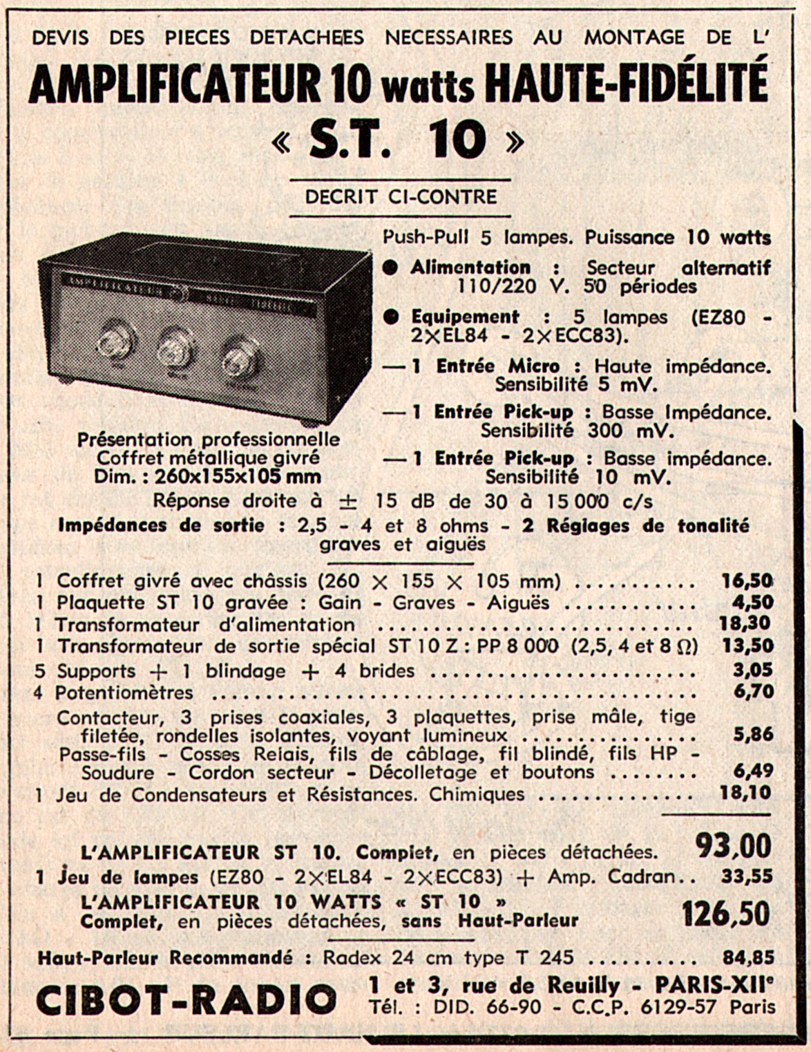 Amplificateur Hi Fi  ST 10