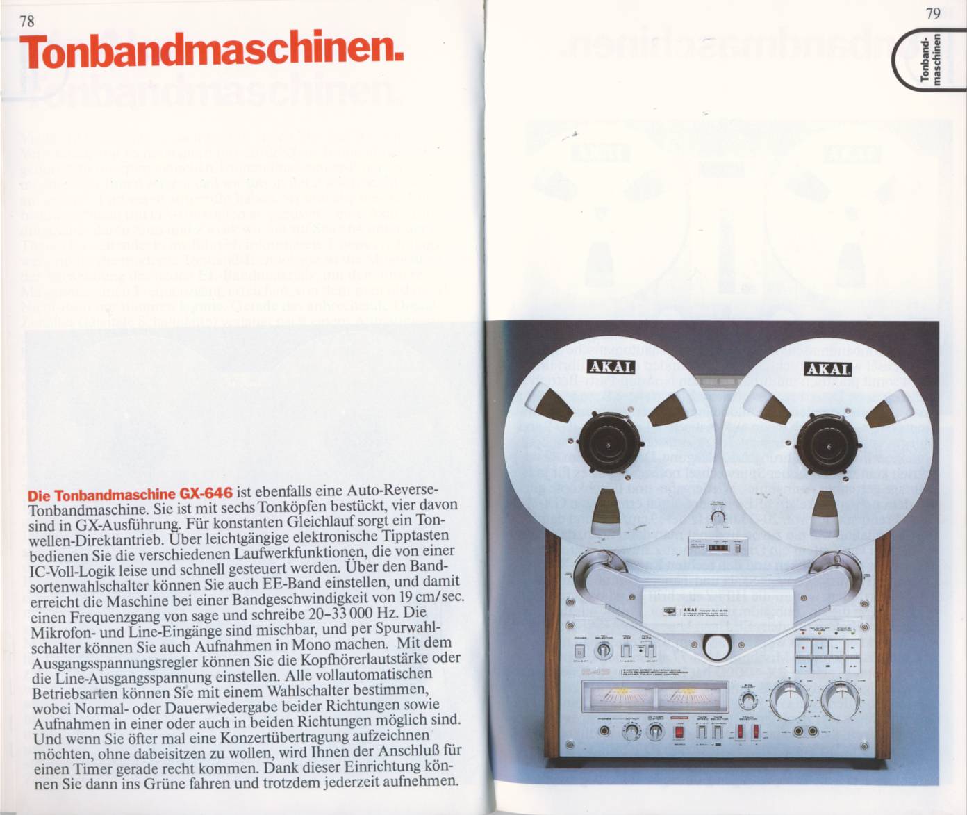 Akai GX-646 • Extrait catalogue Akai 1984/85 (en allemand)
