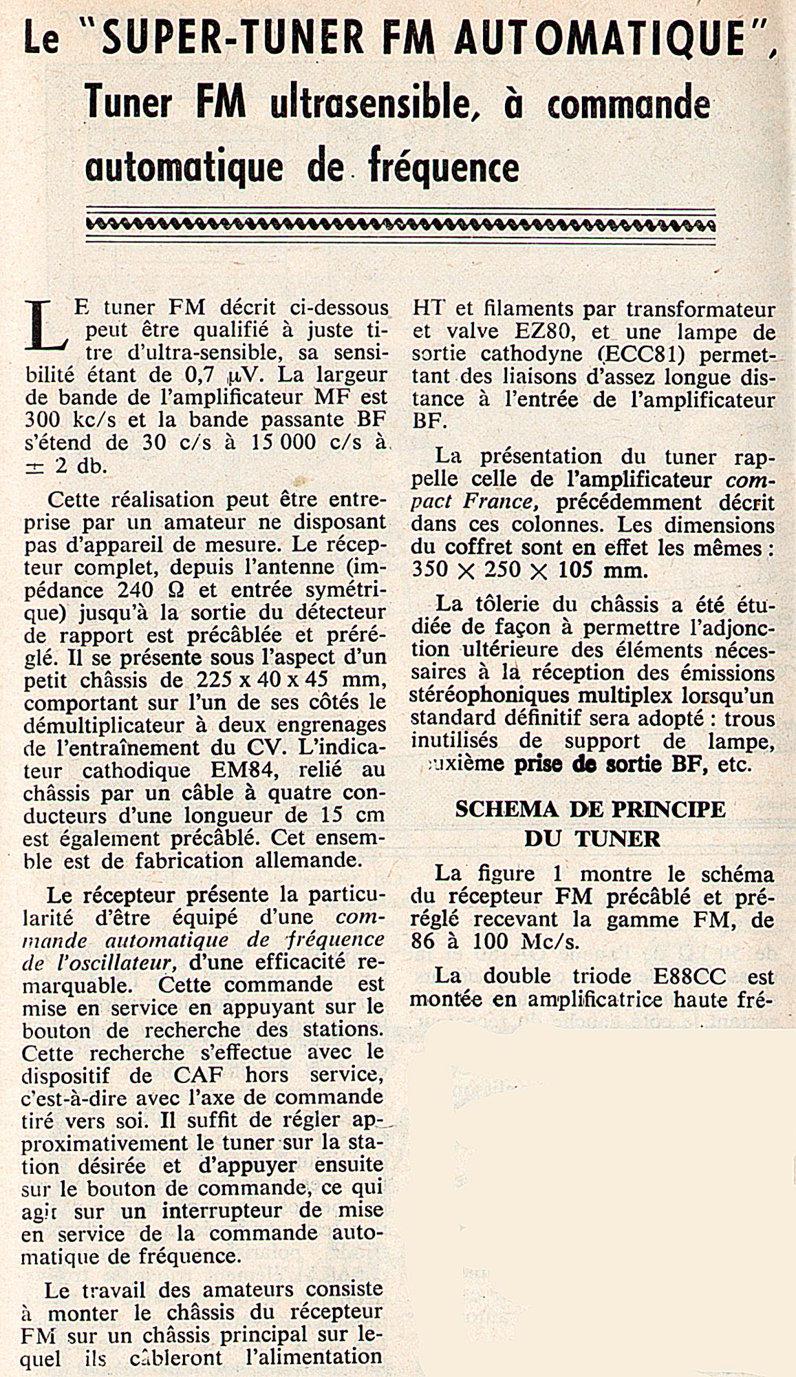 Magnétic-France Super Tuner FM Automatique 1961 • Article 1961 (1)