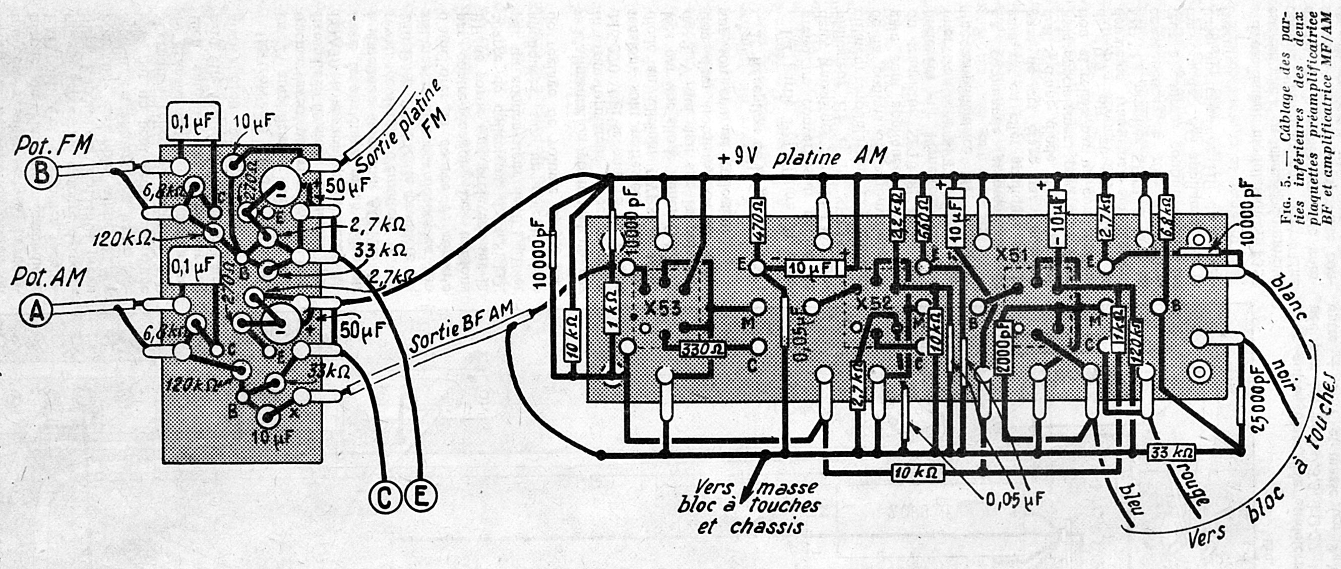 Magnétic-France Tuner Double Canaux AM / FM • Câblage préamplificateur