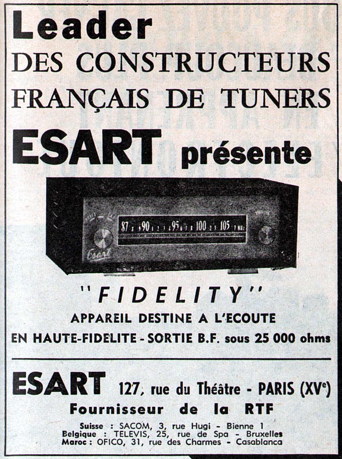 Esart Type Fidelity Tuner FM • Publicité 1963