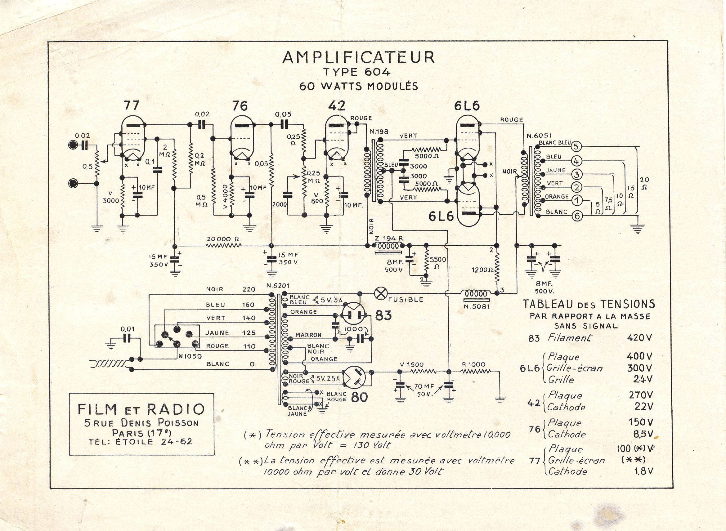 Schema ampli type 604