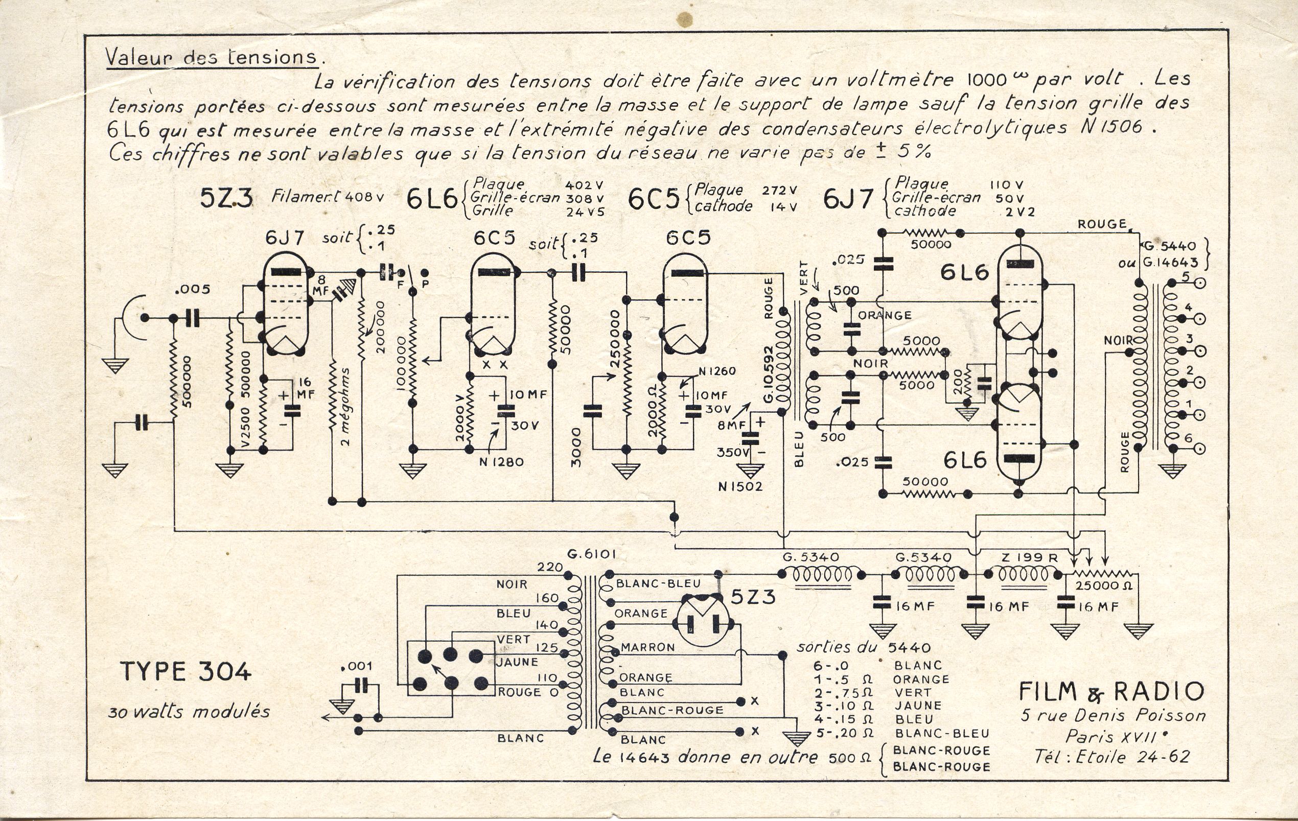 Schema ampli type 304