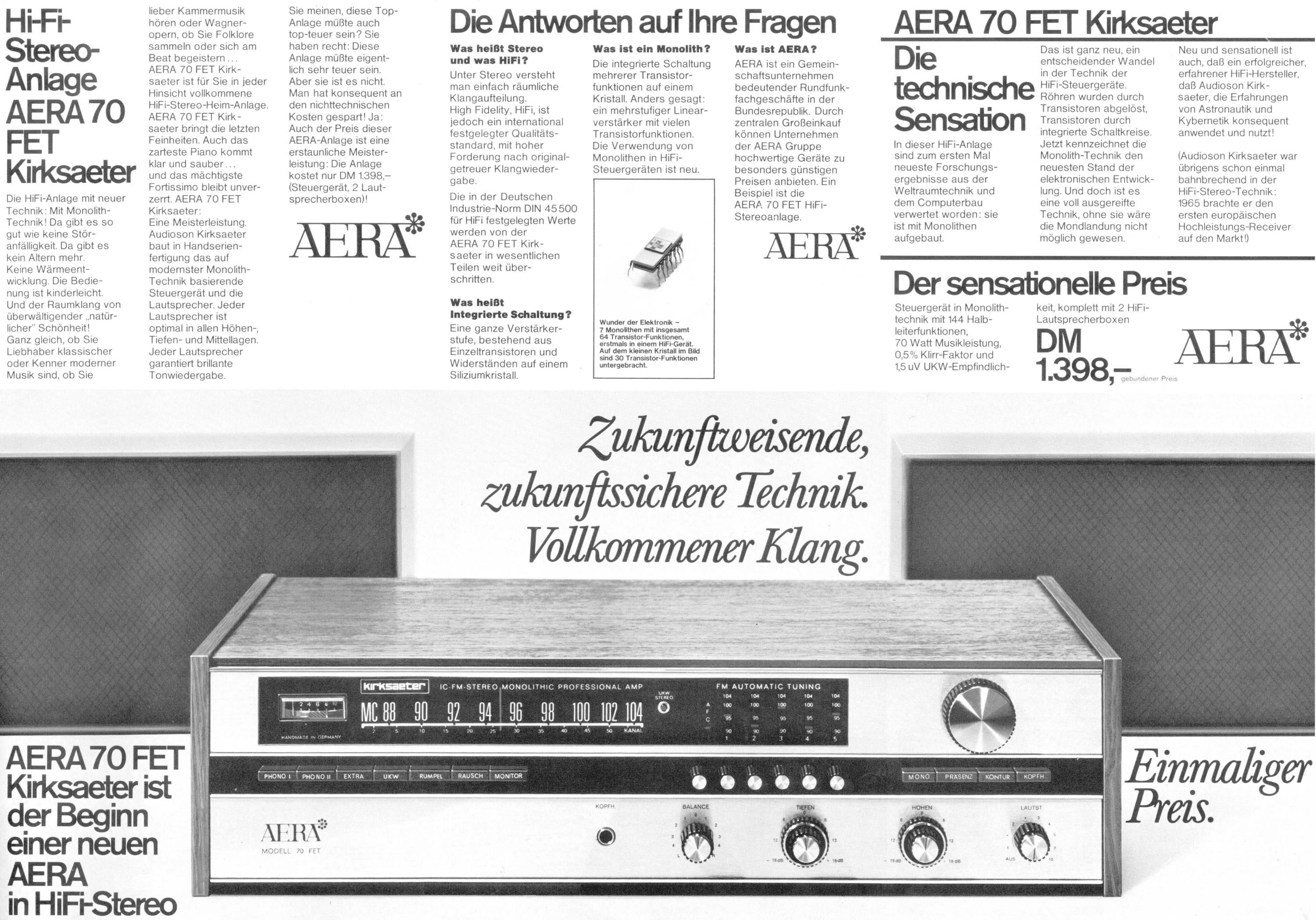 Aera 70 FET • Publicité
