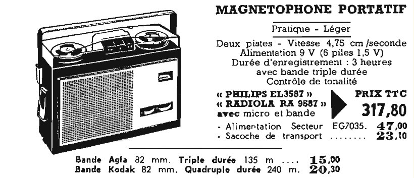 Philips  EL 3587 et Radiola  RA 9587 Publicité 1969