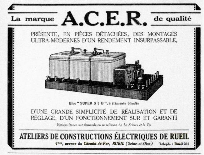 ACER Publicité La Science et la vie, 1 juin 1929