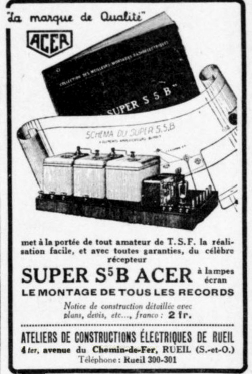 ACER Publicité La Science et la vie, 1 juin 1930