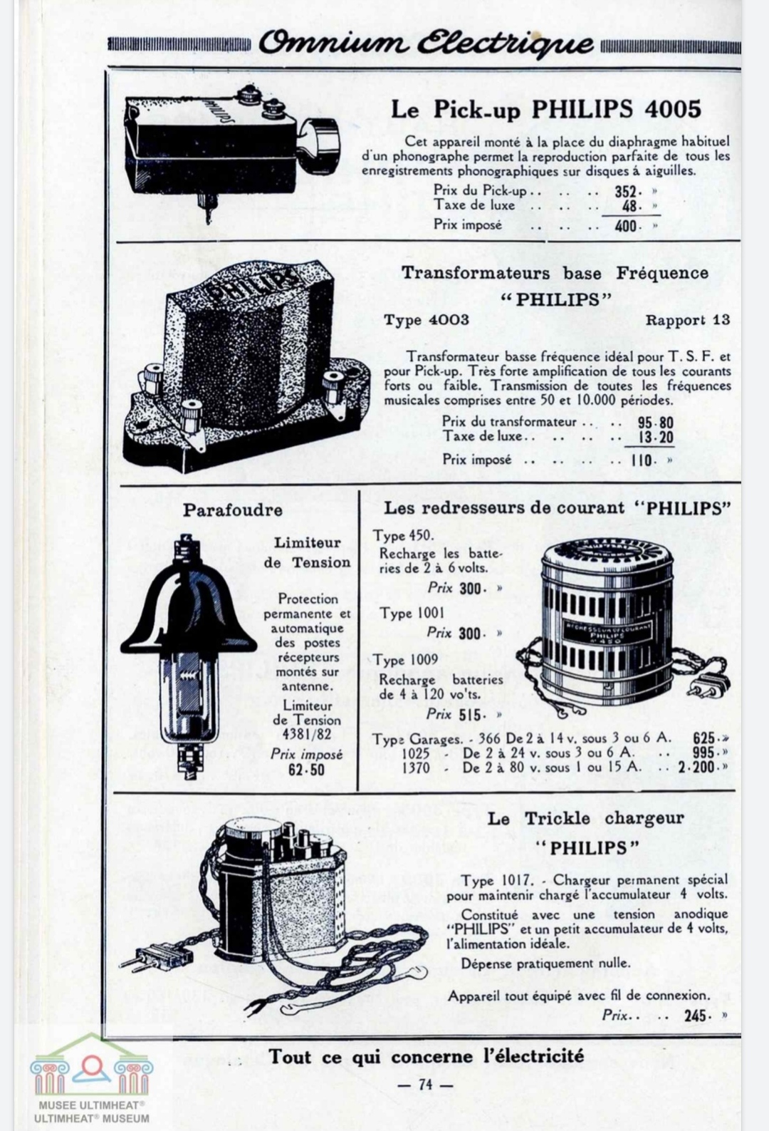 Philips Extrait de catalogue Omnium Électrique