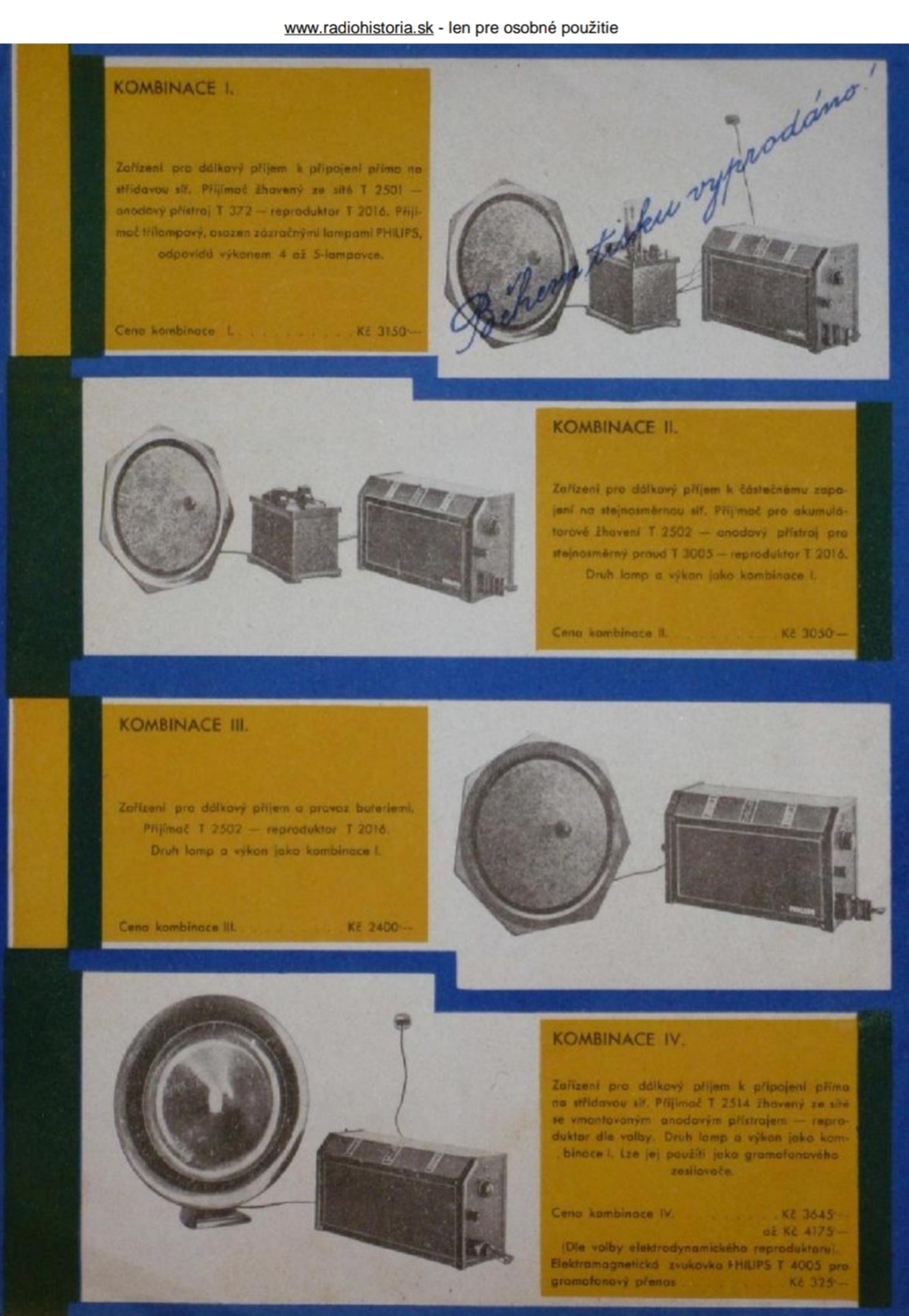 Philips 372, 2016, 2501, 2502, 2514, 3005, 4005 Extrait de catalogue