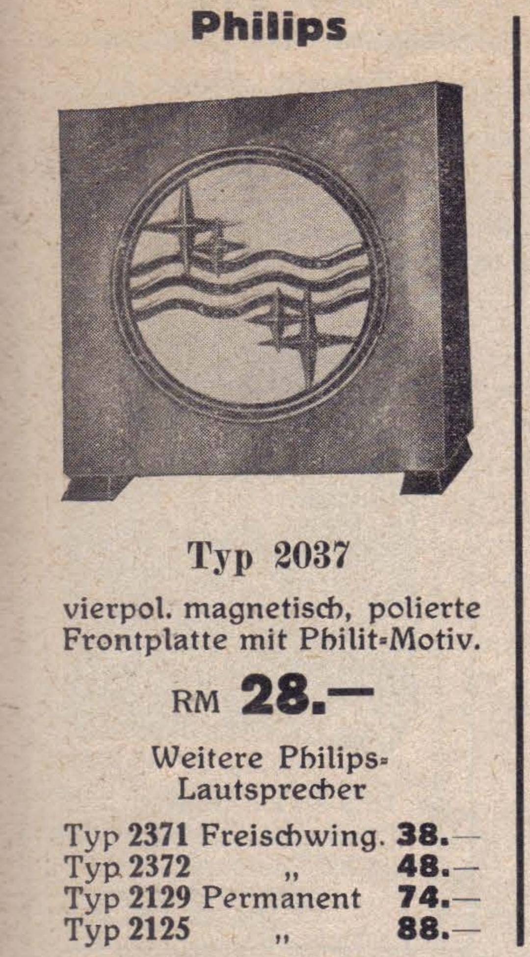 Philips 2037, 2371, 2372, 2129, 2125 Publicité allemande