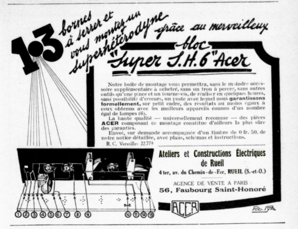 ACER Publicité La Science et la vie, 1 juin 1928
