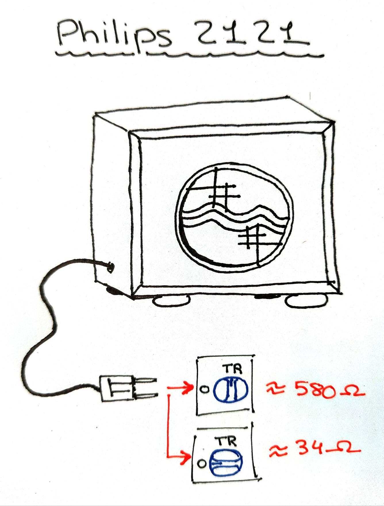 Philips 2121 Schéma sortie HP (impédance)