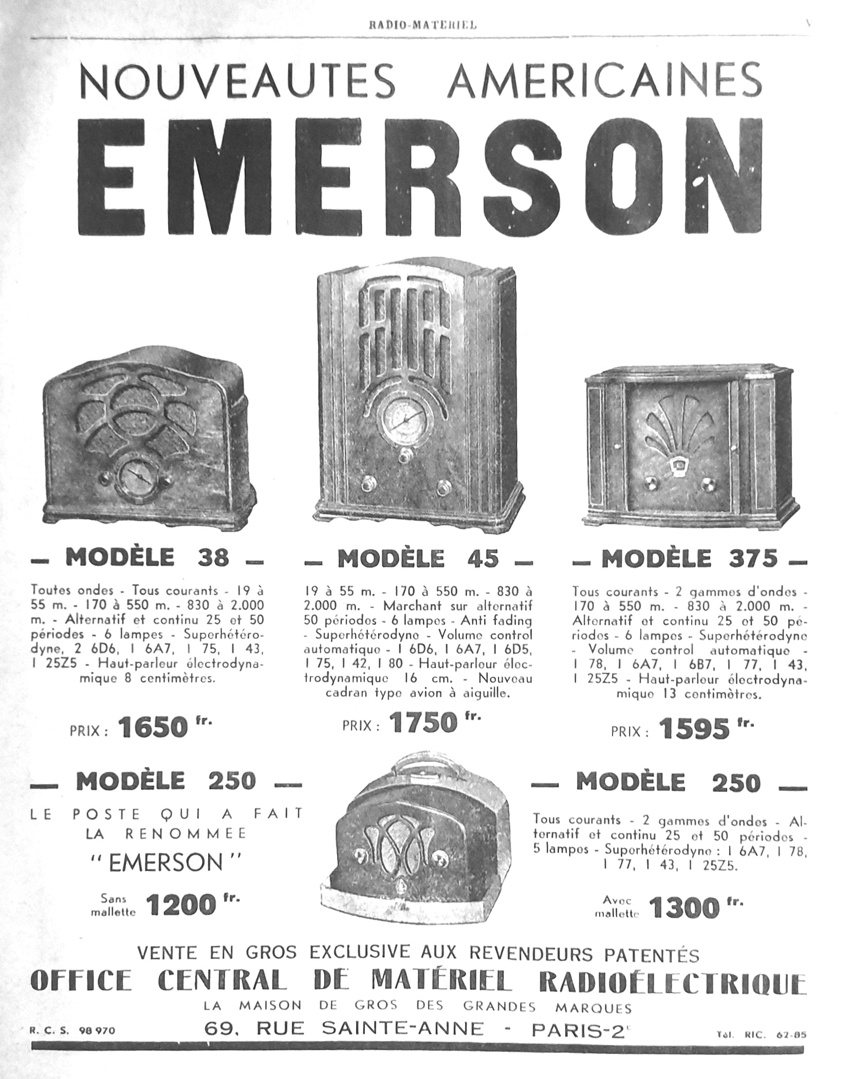Nouveautés Américaines Emerson (1934)