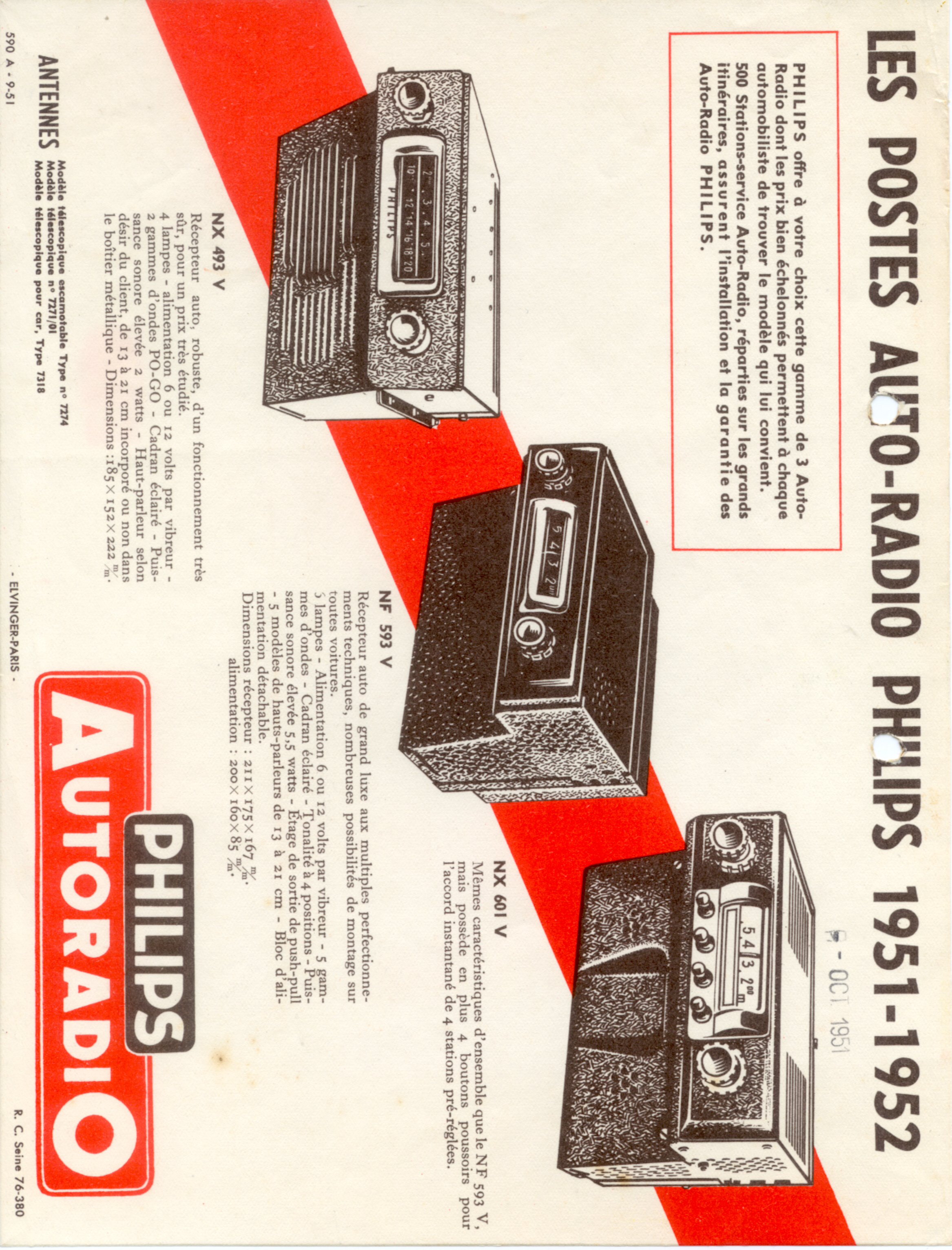 Dépliant auto-radios 1951-1952