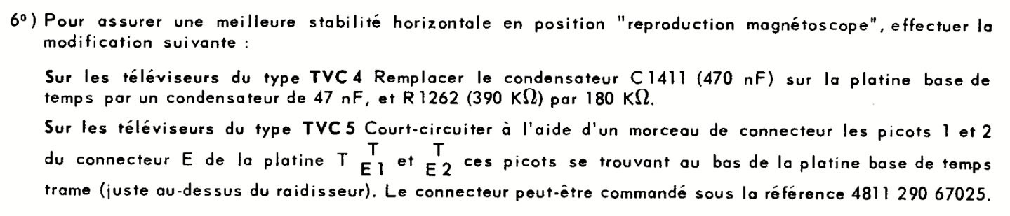 Modification pour lecture magnétoscope