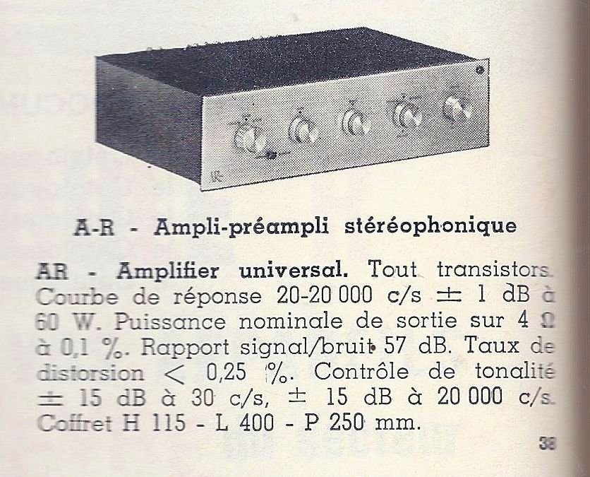 Acoustic Research Amplifier • Le Haut-Parleur numéro spécial août 1969