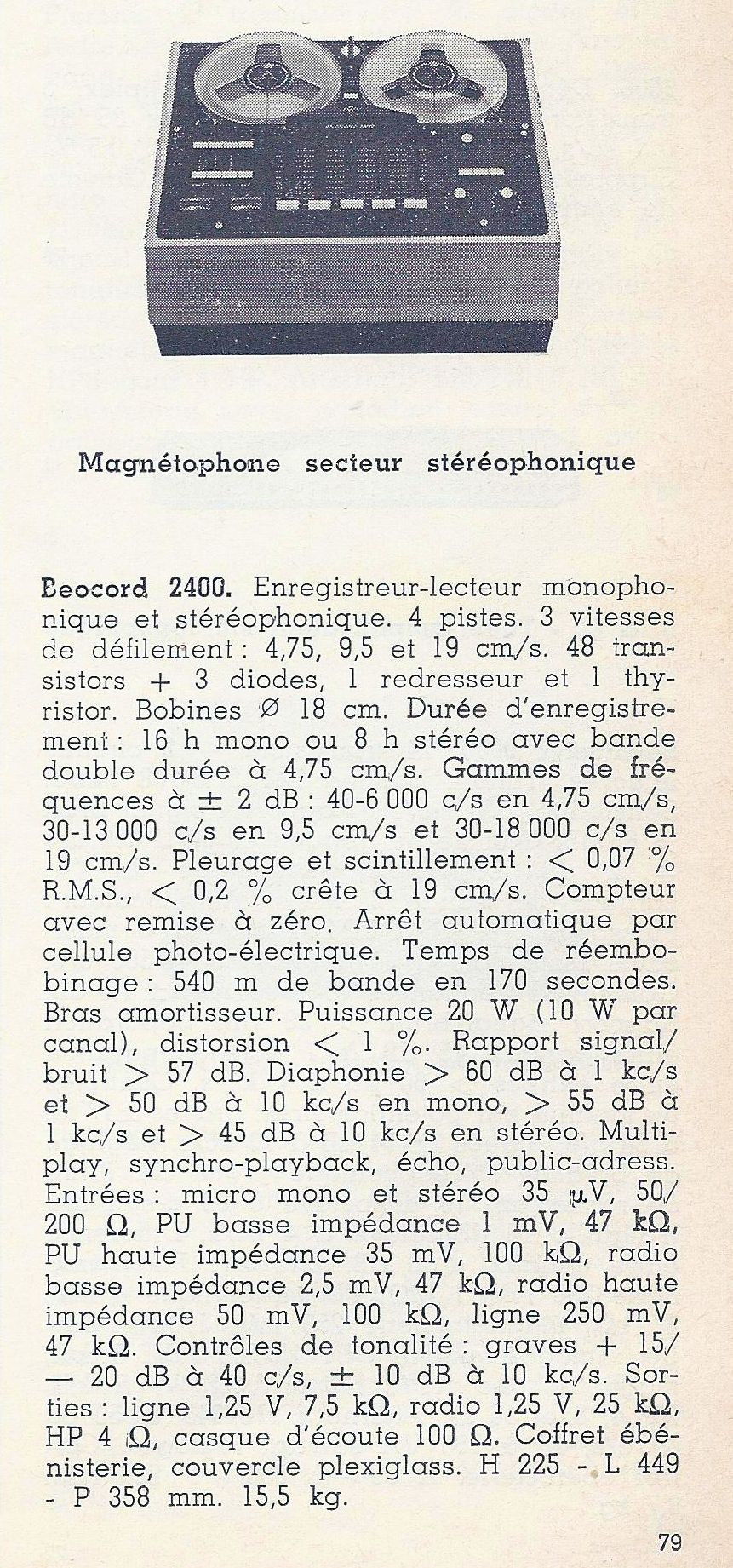 Bang & Olufsen Beocord 2400 • Le Haut-Parleur numéro spécial 1969
