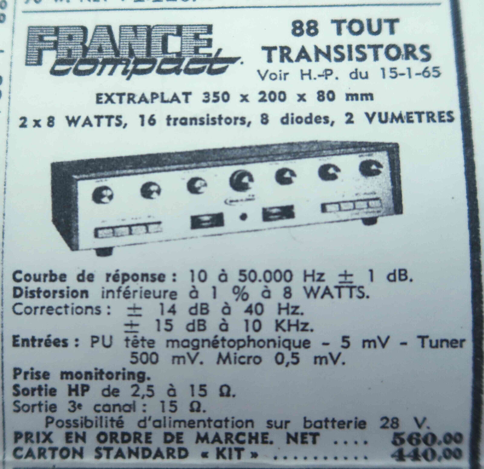 Magnétic-France - France Compact 88 • Publicité janvier 1965
