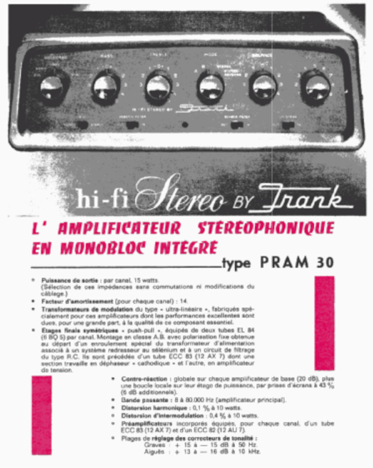 Frank PRAM 30 • Fiche technique