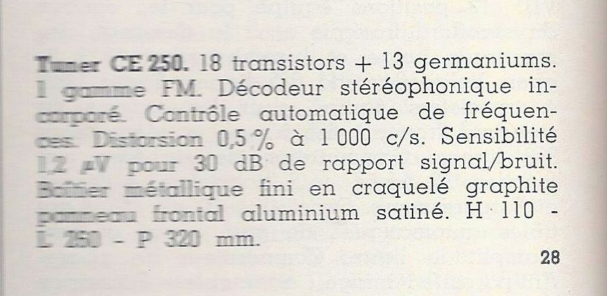 Braun CE 250 • Caractéristiques