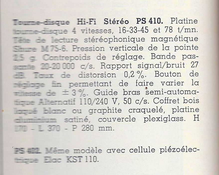 Braun PS 410 • Catalogue - Le Haut-Parleur numéro spécial 1969
