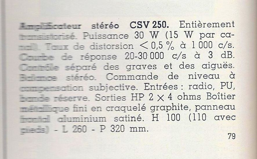 Braun CSV 250 • Catalogue - Le Haut-Parleur numéro spécial 1969