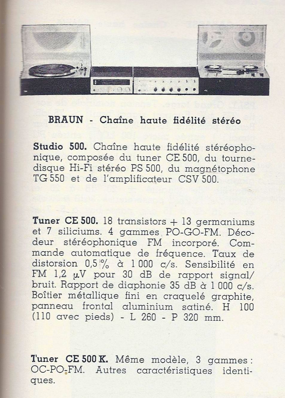 Braun CE 500 et CE 500 K • Catalogue - Le Haut-Parleur numéro spécial 1969