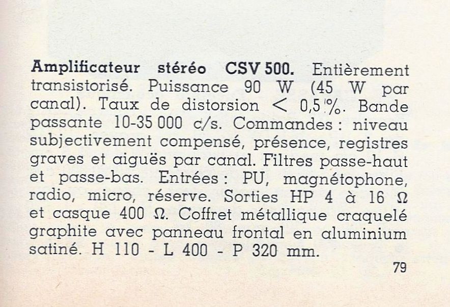 Braun CSV 500 • Catalogue - Le Haut-Parleur numéro spécial 1969