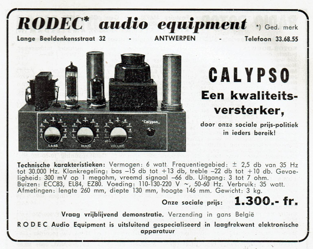 Rodec Calypso • Publicité belge flamande 1958