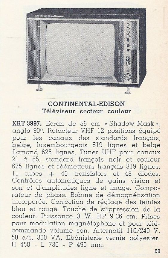 Continental Edison KRT 3997 Extrait de catalogue