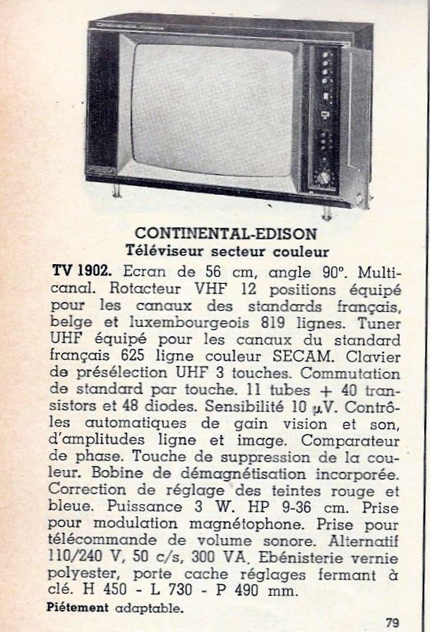 Continental Edison TV 1902 Extrait de catalogue